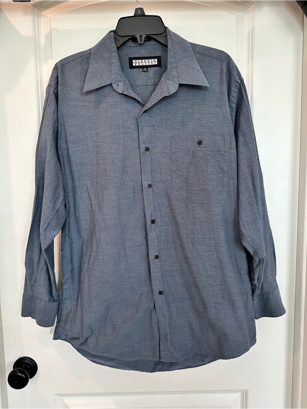 Classic Men’s Long-Sleeve Dress Shirt Blue by Giorgio Fellini 100% Cotton